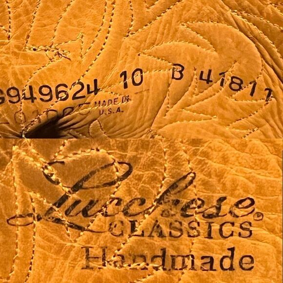 Mens LUCCHESE Black Leather Handmade Western Cowboy Boots / Size 10 Narrow - Picture 8 of 8